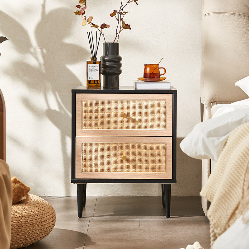 Noir Rattan Bedside Table