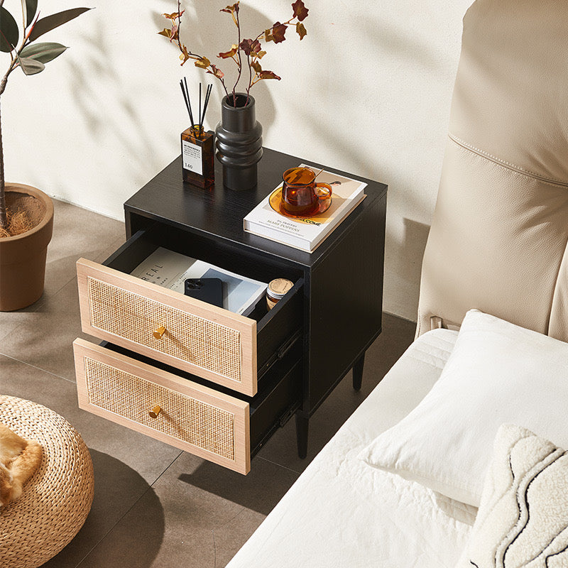 Noir Rattan Bedside Table