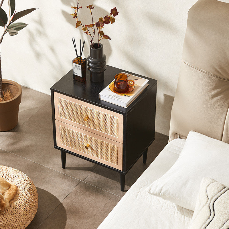 Noir Rattan Bedside Table
