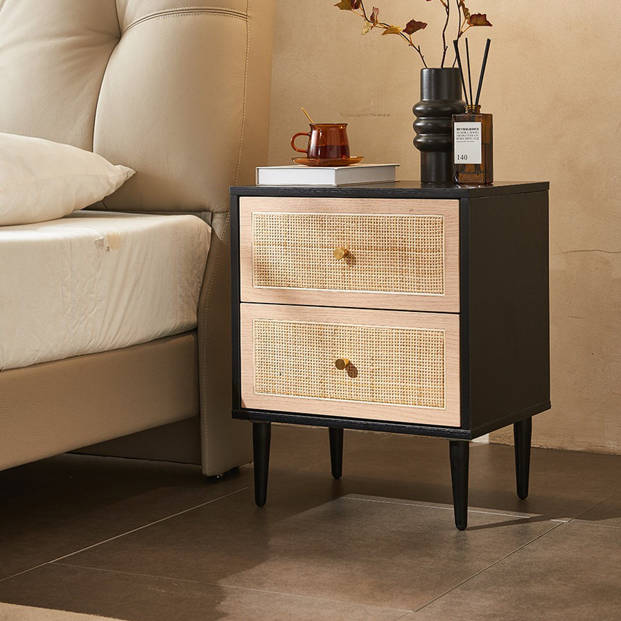 Noir Rattan Bedside Table