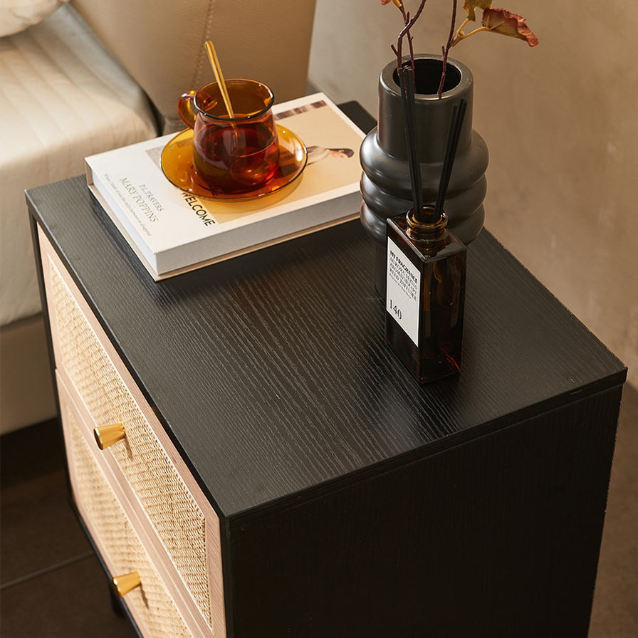 Noir Rattan Bedside Table