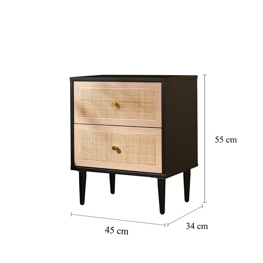 Noir Rattan Bedside Table