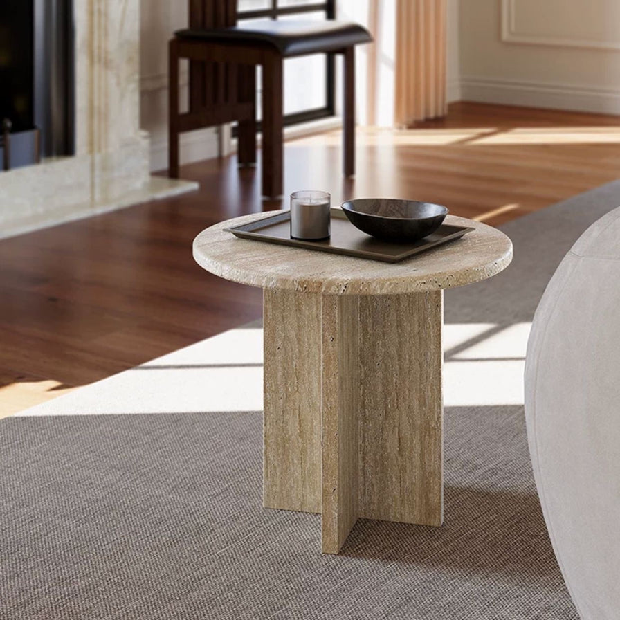Natural Travertine Accent Table