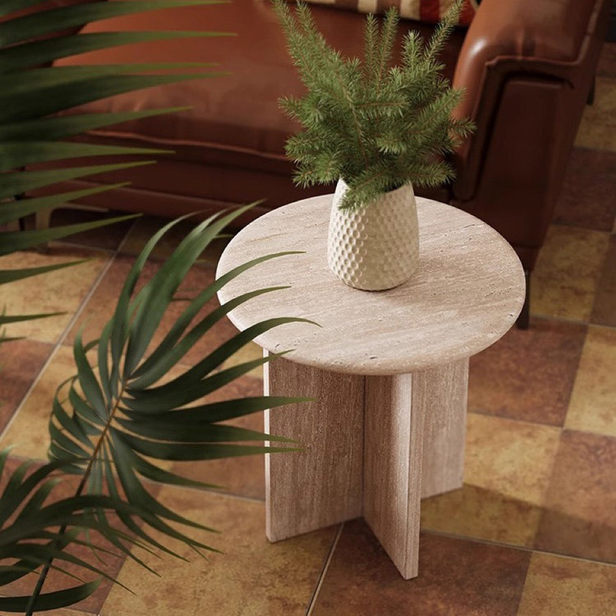 Natural Travertine Accent Table