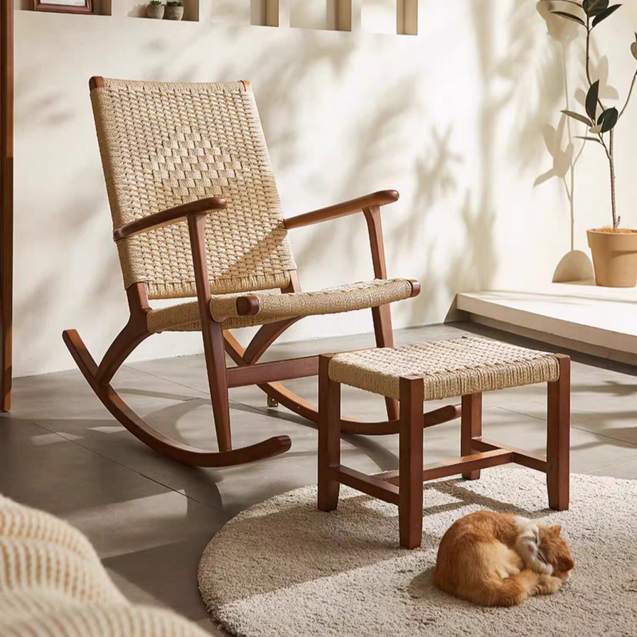 Cabin Wood Rocking Chair Set