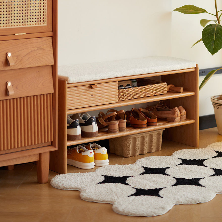Nomi Cherry Wood Shoe Bench