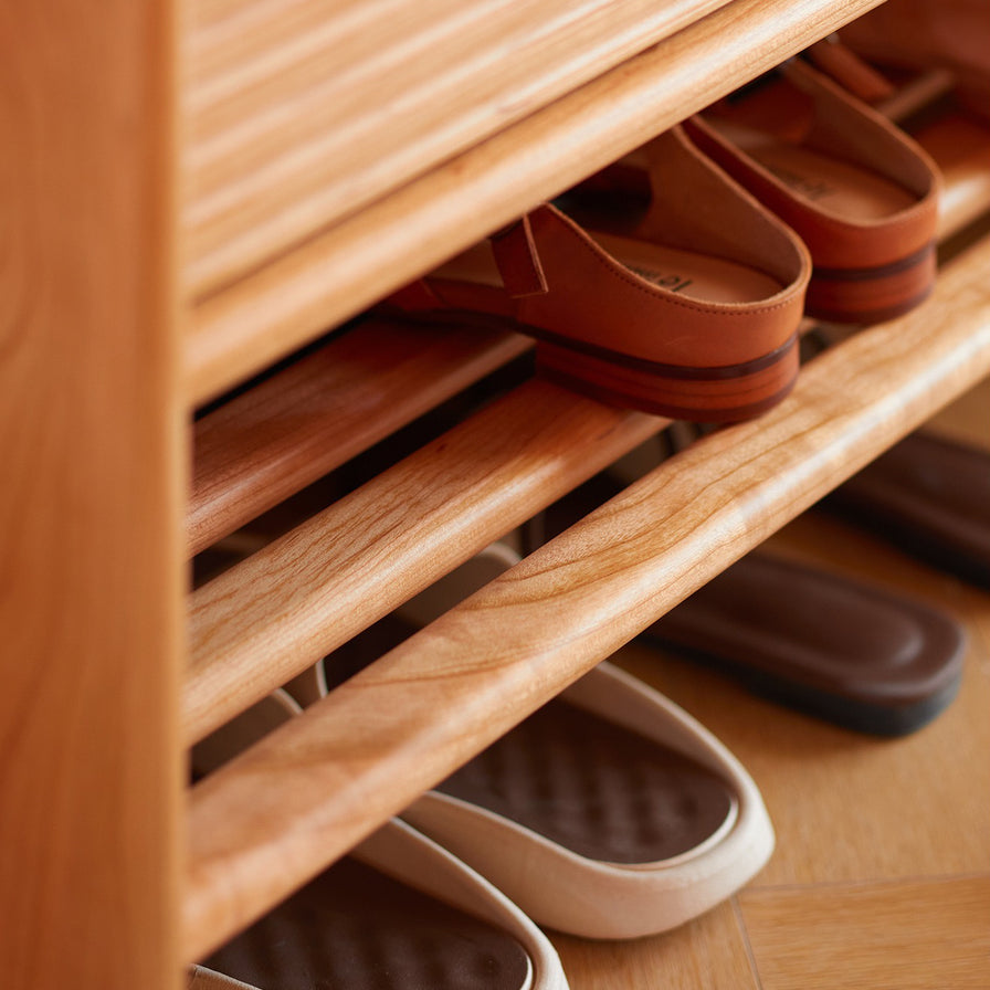 Nomi Cherry Wood Shoe Bench