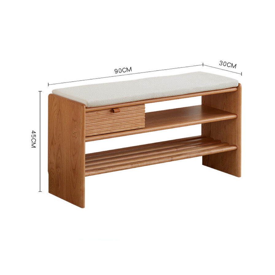 Nomi Cherry Wood Shoe Bench